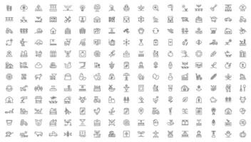 Farming and agriculture outline symbol collection - thin line web icon set. vector