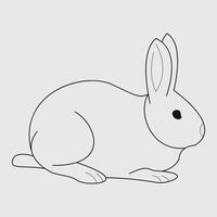 a rabbit is sitting on the ground in a line drawing vector