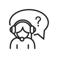 A person with headphones and a question mark vector