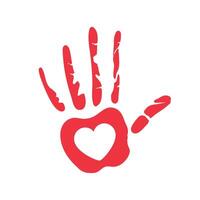 A hand with a heart in it on a white background vector