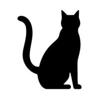 A black silhouette of a cat sitting down vector