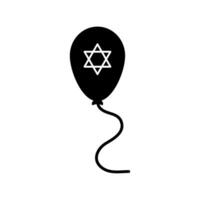 A black and white balloon with a star of david on it vector