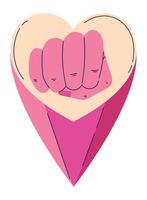A pink heart shaped ice cream with a fist in it vector
