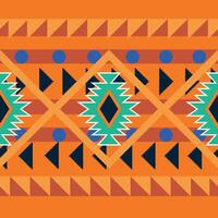 An orange and blue tribal pattern with geometric shapes vector