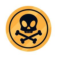 A skull and crossbones icon on a yellow circle vector