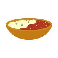 A bowl of chili and rice on a white background vector
