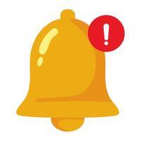 A yellow bell with an exclamation mark on it vector
