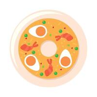 A donut with eggs and vegetables on it vector