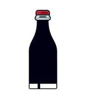 A black bottle with a red cap on it vector