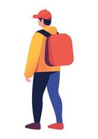 A man with a backpack walking vector