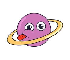 Cartoon planet with a tongue and a ring vector
