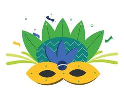 A colorful mask with leaves and confetti vector