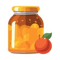 A jar of apricot jam with an apple vector