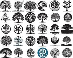 a collection of different tree silhouettes vector