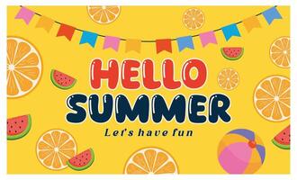 Abstract colorful Summer banner background with beach vibes decorate. Flat modern illustration vector