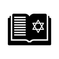 An open book with a star of david on it vector