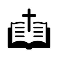 An open bible with a cross on it vector