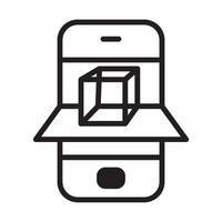 A black and white illustration of a phone with a box on it vector