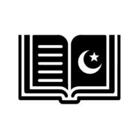 An open book with a crescent and star on it vector