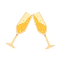 Two champagne glasses with bubbles on a white background vector