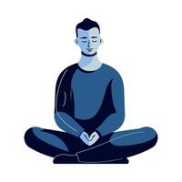 Man meditating in lotus position vector