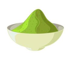 Green powder in a bowl on a white background vector