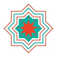 A red and green star in a starburst pattern vector