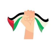 Palestine flag hand holding a fist vector