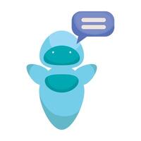 A blue robot with speech bubble vector