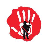 A hand with a gun and a sign that says no weapons vector