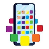 An illustration of a smartphone with colorful squares vector