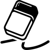 Double sided rubber eraser erases drawn line in monochrome. Simple minimalistic in black ink drawing on white background vector