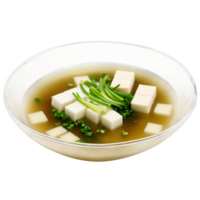 Miso soup a savory dashi broth with dissolved miso paste silken tofu and sliced green png