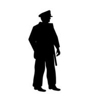 Silhouette of a man in uniform standing with his hands on his hips vector