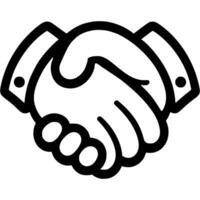 Hands of businessmen making deal with handshake in monochrome. Simple minimalistic in black ink drawing on white background vector
