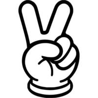 Hand gesture two fingers raised up, number 2 symbol in monochrome. Simple minimalistic in black ink drawing on white background vector