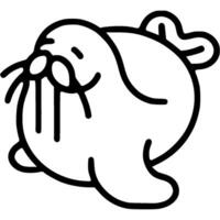 Lazy resting walrus doodle icon. Polar animal. Simple minimalistic symbol in black on white background vector