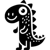 Number one, 1 in dinosaur black silhouette style in monochrome. Simple minimalistic in black ink drawing on white background vector