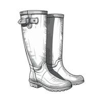 A drawing of a pair of wellington boots vector