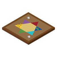 A board game with dice and pieces on it vector