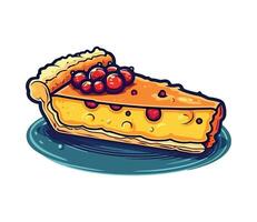 A slice of pie with cherries on top vector