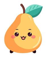 A cartoon pear with a green leaf on it vector