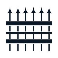 A black and white illustration of a fence with arrows vector