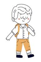 A cartoon boy with a backpack and a smile vector