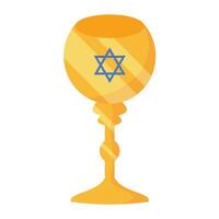 A golden cup with a star of david on it vector