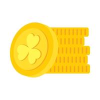 Gold coin with four leaf clover icon vector