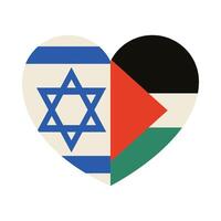 Israel and palestine flag in heart shape vector