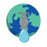 Water saving icon with globe and faucet water saving concept illustration vector