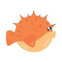 A cartoon puffer fish with a big nose and long spikes vector