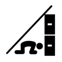 A black and white illustration of a person crawling under a door vector